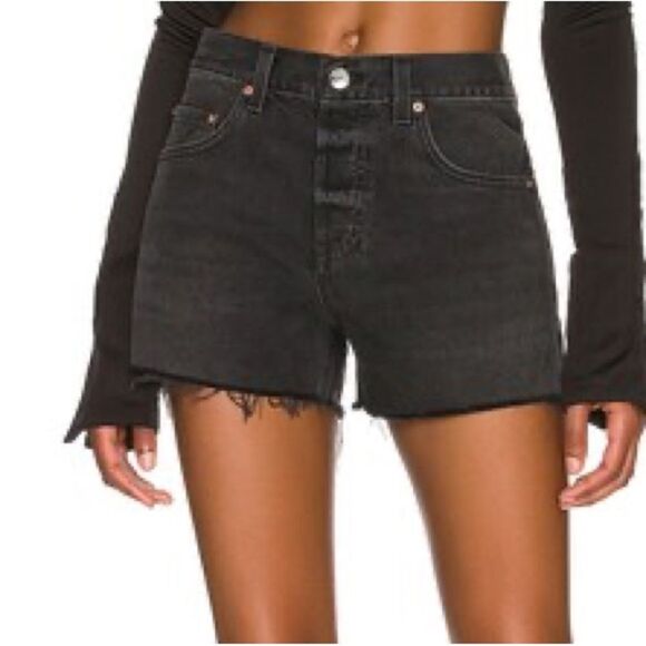 Grlfrnd Karolina High Rise Straight Crop Black Women's Short Jeans Denim - Picture 1 of 12